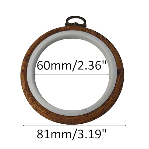 PDETVEO 4PCS 81mm/3.2Inch Round Embroidery Hoops, Mini Display Frame Circle Cross Stitch Ring Set, Imitated Wood Craft Hoops for DIY Ornaments, Sewing Projects - style: 81mm/3.2Inch