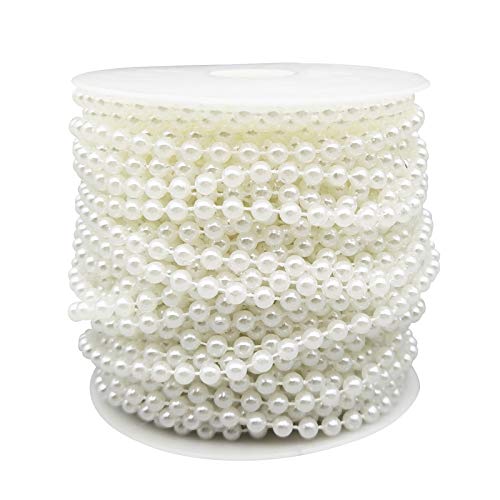 5MM Beaded Trim White Crafts Faux Pearl Beads Garland Roll Strand 82FT - color: White, size: 5mm