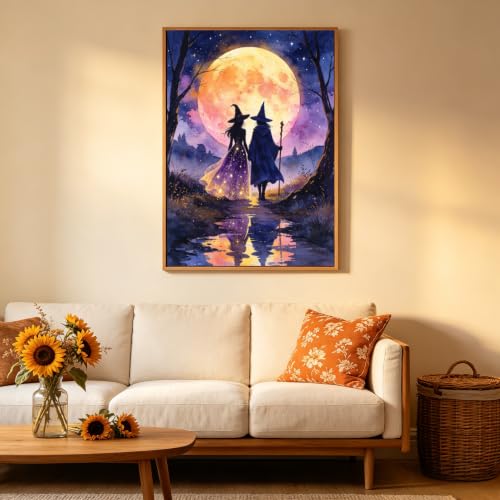 5D Halloween Diamond Painting Kits for Adults, Witch Diamond Art Kit - color: KM1133-1
