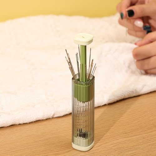 1 Set Pop-up Magnetic Sewing Needle Storage Boxes Portable Embroidery Needle Case DIY Handicrafts Sewing Tool Accessories (Green) - color: Green