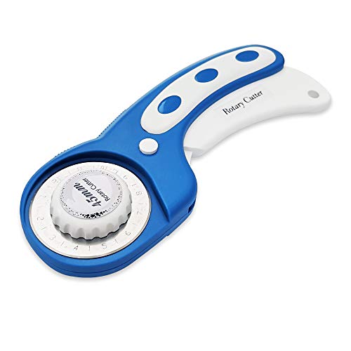 Headley Tools 45mm Rotary Cutter with 5pcs Extra Rotary Blades, Ergonomic Rolling Cutter with Safety Lock for Fabric, Sewing, Quilting, Cloth, Paper, Leather, Crafting, Fabric Rotary Cutter(Navy Blue) - color: Blue, size: 45mm