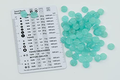 0.88oz (ab. 70pcs) Flat Round Coin 1-Hole Glass Beads, 0.31 inch (8mm), Czech Republic, Dirty Turquoise - Glow in the Dark Bright Blue - color: Coin, Turquoise - Glow Blue