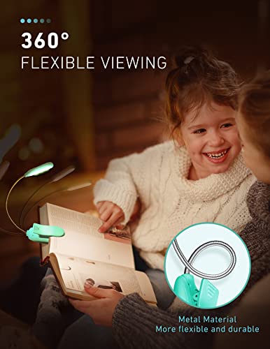 Monotremp Rechargeable Book Lights for Reading at Night, Clip-On 3 Colors - color: Turquoise