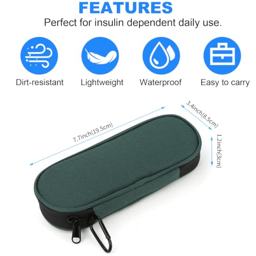 Insulin Pen Cooler Travel Case with 2 Reusable TSA Approved Ice Packs, Diabetic Medication Insulated Cooler Bag for Insulin Pens and Other Diabetic Supplies Storage Dark Green - color: Dark Green