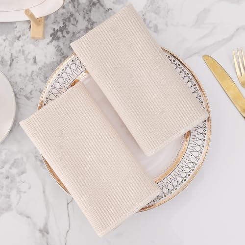 Homaxy 100% Cotton Waffle Weave Kitchen Towels, 12 Pack, Beige - color: Begie, size: 16 x 26 - 12 Pack