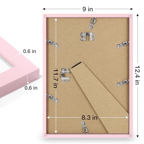 decorUhome A4 Picture Frame Fits 6x8 Photos with Mat, Pink - color: Pink, size: 8.3x11.7