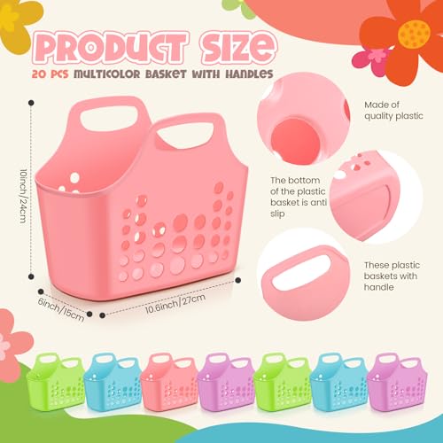 Nuogo 20 Pack Plastic Baskets with Handles Portable Caddy, Multicolor - color: Multicolor