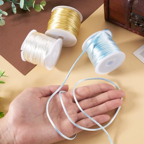 Elecrelive 30 Yards 2mm Rattail Cord Silk Rope Nylon String for Bracelets - color: Blue White