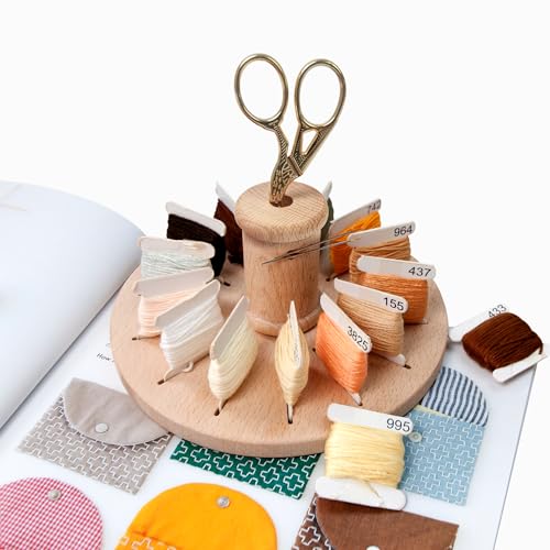Lampstop Bobbin Rack for Embroidery Floss Beech Wood Floss Organizer (Round) - color: Round