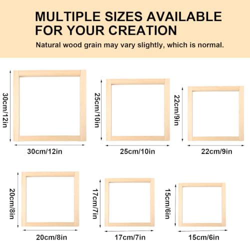 KARUIZI 12 Pcs Stretcher Bars for Needlework 50 Metal Thumb Tacks Wooden Canvas Splicing Stretcher Bars Needlepoint Embroidery Stitch Frame Set for Crafts Art (6" 7" 8") - size: 6"7"8"