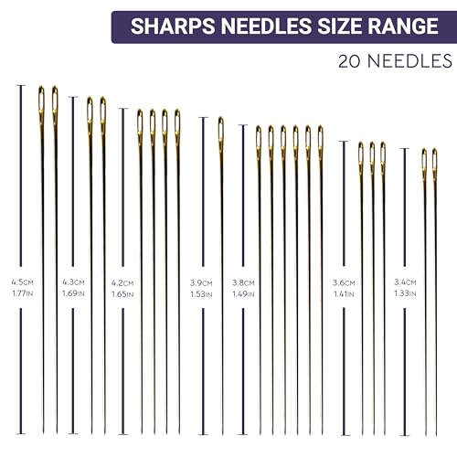 The Quilted Bear Gold Eye Sharps Sewing Needles, Sizes 3/9 - size: Sharps Needles 3/9