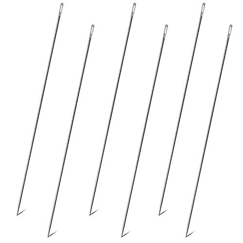 6 Pieces 10 Inch Upholstery Needles Long Straight Hand Sewing Needles Large Eye Stitching Needles for Home Upholstery Webbing Carpet Leather Canvas Repair Arts Crafts Projects