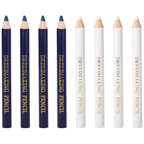 BOXOB 8pcs Tailors Fabric Pencil for Sewing Marking (Blue & White) - color: Blue,White