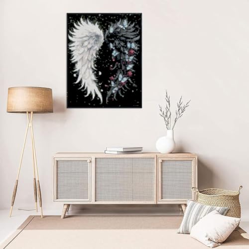 Angel Wings Stamped Cross Stitch Kits for Adults,Colourful Angel Wings Dimensions Cross Stitch Kits Embroidery Kit Arts and Crafts for Beginners 15.7x11.8 inches - color: D055A