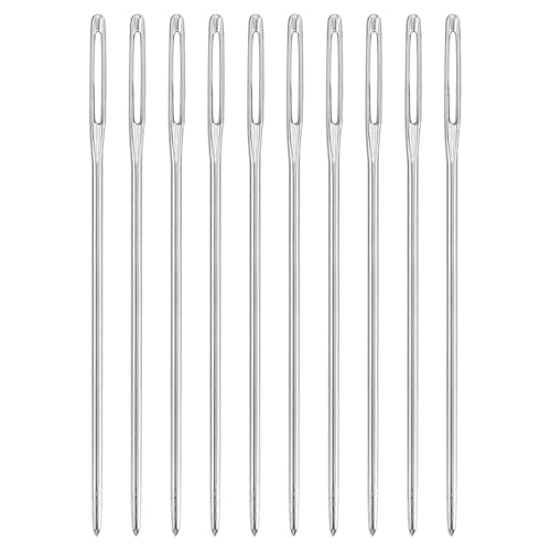 uxcell 60 Pcs Large Eye Sewing Needles, 1.81 Inch 1.05mm High Carbon Iron Embroidery Thread Needle Sewing Blunt Needle Knitting Needles for Hand Sewing Art Crafts, Silver - size: 46mm, 1.05mm