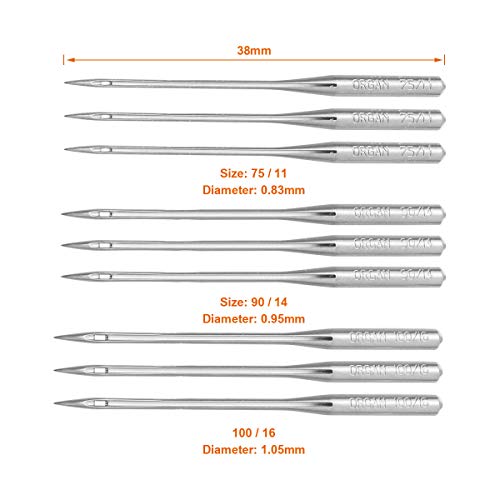 40 Pcs Embroidery Sewing Machine Needles Size 75/11 90/14 100/16 HAx1 Sewing Needles by STARVAST for Brother Singer Sewing Machine (4 Pack of 10 Needles)