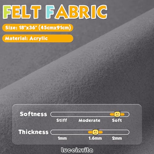 Dark Grey 18" X 36" Felt Fabric Sheet - 1.6mm Thickness - color: Dark Grey, size: 18" x 36"