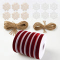 IDONGCAI Velvet Ribbon, Jute Twine & Lace Snowflake Craft Kit - color: Burgundy