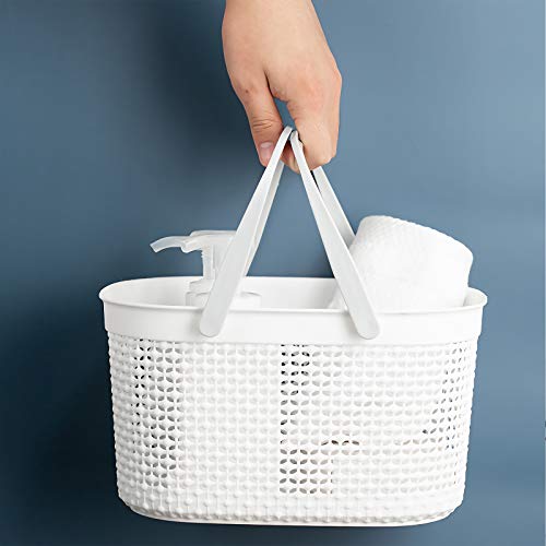 rejomiik Portable Plastic Shower Caddy Basket with Handles, White - color: White, size: 1 pack