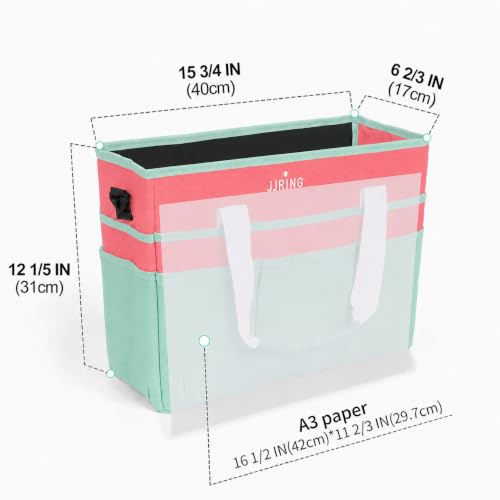 JJRING Craft Organizer Tote Bag Large Art Storage Caddy Green and Orange - color: Green&Orange, size: Large