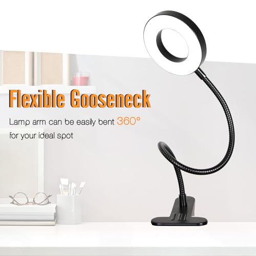 Clamp on Lamp, Desk Lamps, 8W Clip Light, Warm & Daylight & White Light 3 Colors, 10 Dimmable Illumination Modes (3 Pack) - size: 3-pack