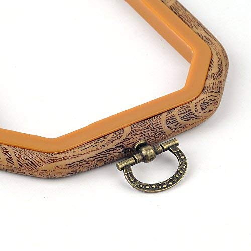 Embroidery Hoops Cross Stitch Hoop Imitated Wood Embroidery Circle Set Display Frame for Art Craft Handy Sewing and Hanging - Pack of 2 Octagon - color: 2pcs Octagon