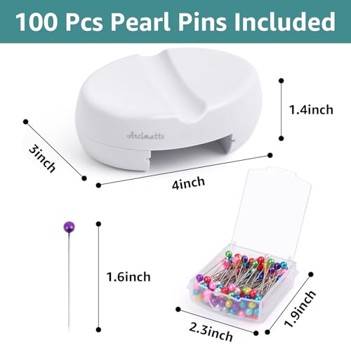 Arcimatto Magnetic Pin Holder, Strong Magnet Pincushion with Drawer, Pin Cushion with 100 Pcs Ball Head Straight Pins for Sewing, Needle Cushions Bobby Pin Holder Paper Clip Organizer for Quilting - color: White