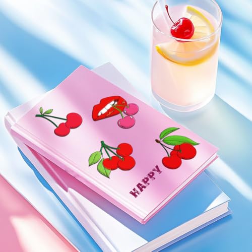 BENECREAT 4 Sheets Cherries Soluble Embroidery Stabilizers, 41pcs Fruit Embroidery Paper with Pre-Printed Sewing Embroidery Stabilizers for Embroidery Hand Sewing Lover Beginners - color: Cherries