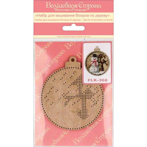Wizardi Wonderland Crafts Bead Embroidery kit on Wood FLK-368 - color: White Snowman