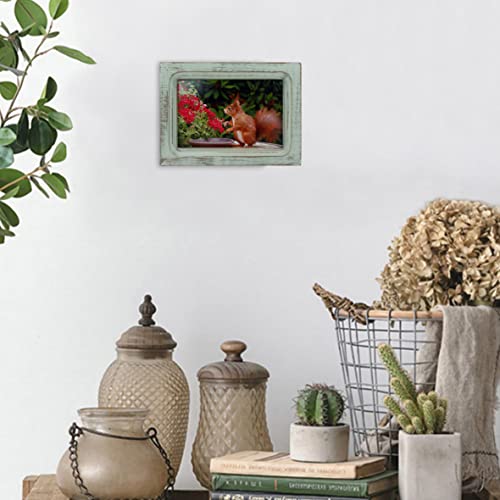 CVHOMEDECO. 6x4 Picture Frame Made of Solid Wood High Definition Glass Rustic Vintage Designs Small Photo Frame for Tabletop Display and Wall Mounting, Distress Teal - color: Distress Teal A, size: 4" X 6"