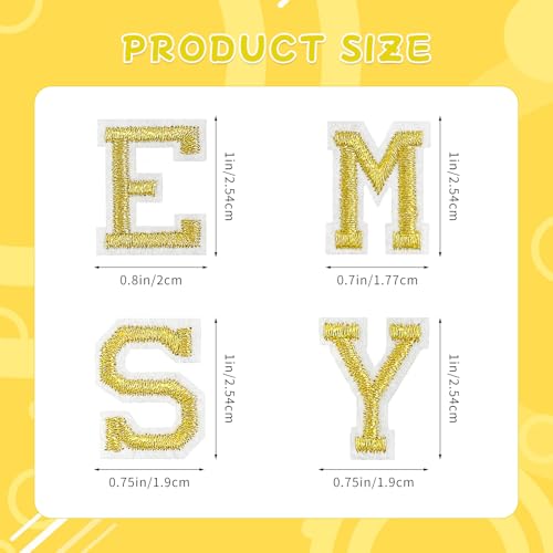 1 inch Gold Iron on Letters Patches, Embroidery Fabric Letters Applique Patch for Clothing, Jackets, Jeans, Hats, Backpacks, Socks, 104pcs - color: Gold, size: 1 inch