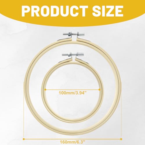 2 PCS Embroidery Hoops, 4" and 6" Bamboo Cross Stitch Hoops Set Adjustable Frame Hoop for Embroidery, Cross Stitch, Art Craft Sewing, and DIY Decoration