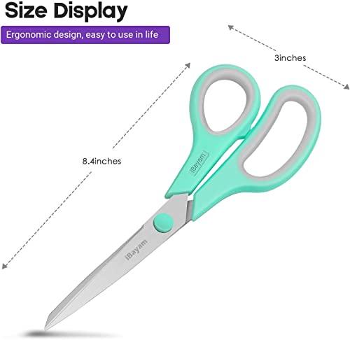 iBayam 36-Pack 8" Heavy Duty Scissors, Sharp Comfort-Grip, Left/Right Hand - color: Mint, Grey, Purple, size: 36-Pack
