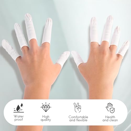 White Latex Finger Cots Finger Protectors, Disposable Medium-Sized Finger Gloves, Fingertip and Finger Sleeve Protector,Latex Thumb Protector for Finger Tips (Approx.210 PCS)