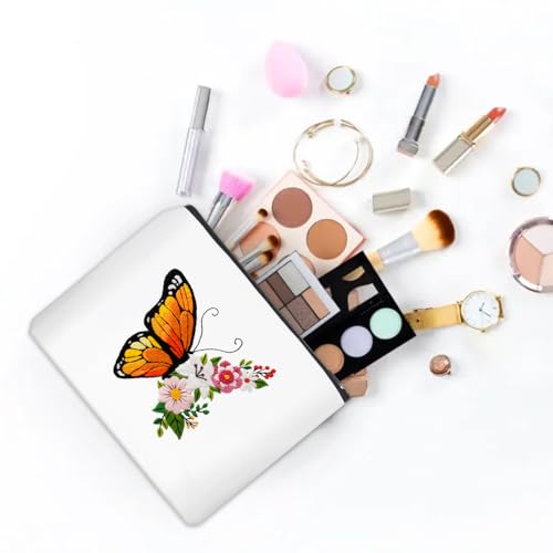 Louise Maelys Embroidery Kit, Butterfly Floral Canvas DIY Makeup Bag Craft - color: Butterfly and Floral