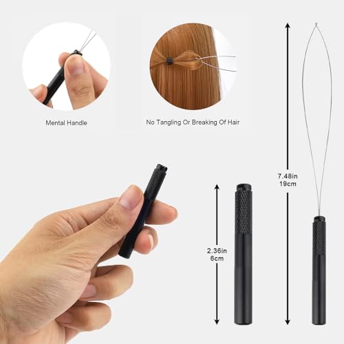 Hair Extension Looper for Micro Beads 5Pcs Sewing in Extensions Removable Pulling Hook Tool Loop Handle Threader for Feather Extensions - color: 2 Gold
