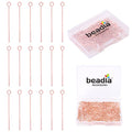 BEADIA Rose Gold Plated Open Eye Pins Non Tarnish 20mm 200pcs for Jewelry Making Findings - color: Open Eye Pins Rose Gold, size: 20x0.7mm