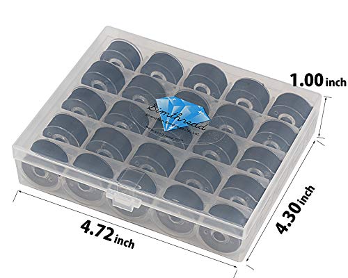 Simthread 25pcs Size A SA156 60WT Prewound Bobbin Thread - Black - color: 60wt Black