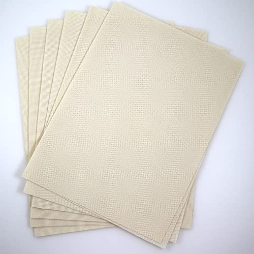 KCS 4/6 pc of 12" x 18" 18CT Counted Cotton Aida Cloth Cross Stitch Fabric (6 pc, Cream) - color: Cream, size: 6 pc