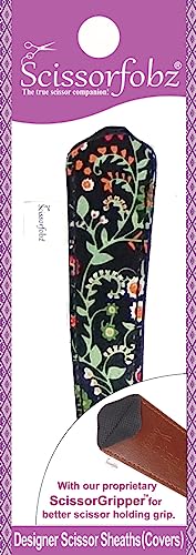 Designer Scissors Sheaths Shears Protective Covers-For Small Embroidery Scissors - Multicolor Floral Garden On Black Design-#SS-277 - color: Multi Floral Garden on Black, size: Single Small Size