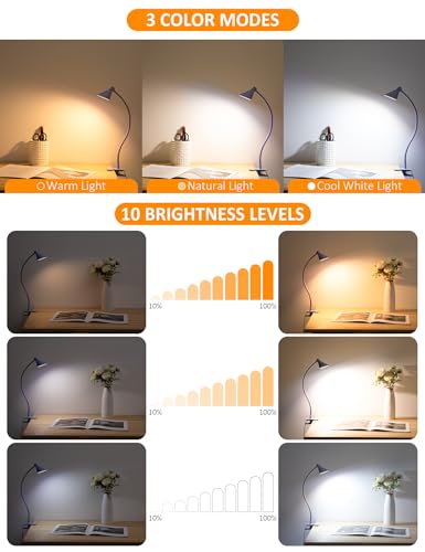 Clip on Light USB Reading Lights for Books in Bed, Reading Lamp Purple - color: Purple