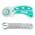 Headley Tools 45mm Rotary Cutter with 9pcs Extra Rotary Blades, Ergonomic Rolling Cutter with Safety Lock for Fabric, Sewing, Quilting, Cloth, Paper, Leather, Crafting, Fabric Rotary Cutter (Cyan) - color: Cyan, size: 45mm