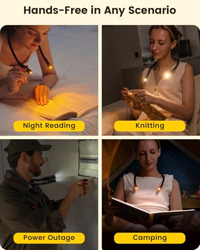 Glocusent Neck Book Light, Rechargeable Neck Lights for Crafts Reading - color: Black