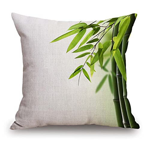 TSSOHU Green Bamboo Farmhouse Pillow Cover Cotton Linen Decorative Square Throw Pillow Cover 18x18 Inch for Sofa Couch Decoration - color: Tss32