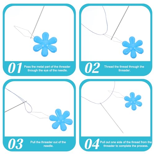 100 PCS Flower Shaped Needle Threaders for Sewing, Multicolor Embroidery Threader, Flower Head Needle Threader for Cross Stitch Sewing Quilting Embroidery Craft