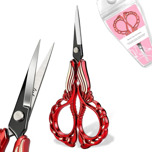 Premium Sharp Embroidery Scissors, Stainless Steel Sewing Scissors for Cross Stitch, Needlework, Fabric Cutting, Thread Snips, DIY Craft, Multiple Vibrant Colors (Gold) - color: Gold