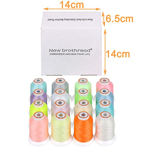 New brothread 16 Colors Glow in the Dark Embroidery Machine Thread Kit