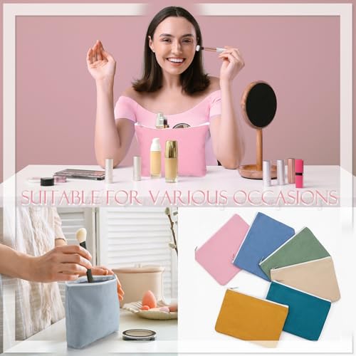 Reginary 10 Pcs Canvas Makeup Bags Bulk Blank Cosmetic Bags,Multicolor - color: Multicolor