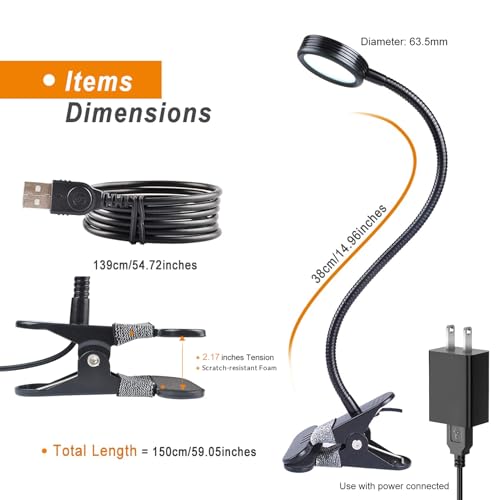LEPOWER Clip on Light, Book Reading Lamp for Desk, Bed Headboard and Dorm - color: Black