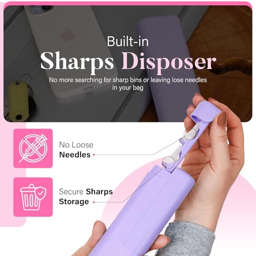 STRAWBERRY & CO Insulin Cooler Travel Case - Built-in Sharps Dispenser & Temperature-Control Organizer (Purple) - color: Purple